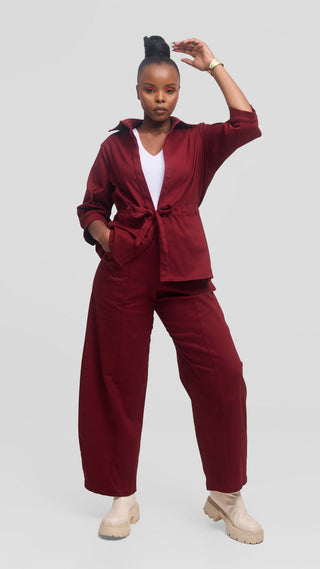 Safari by Vivo Barrel Pants in Cotton - Maroon
