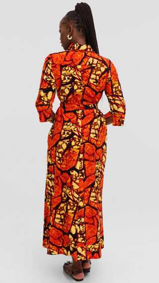 Safari by Vivo Zehra 3/4 Sleeve Kitenge Maxi Dress - Avena Print