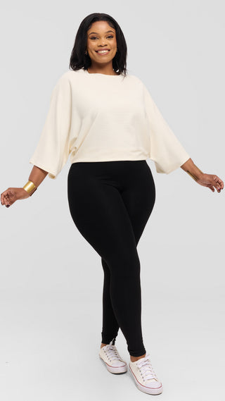 Safari by Vivo 3/4 Sleeve Sweater in Rib - Off White