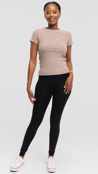 Safari by Vivo Crew Neck Tee in Rib - Taupe