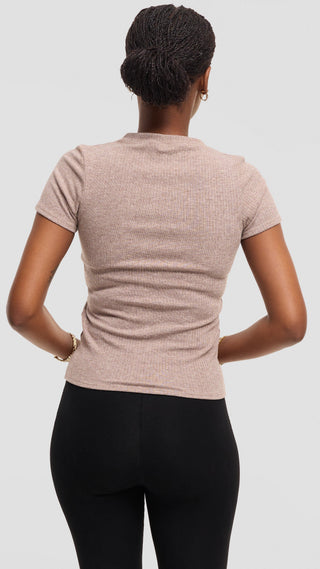 Safari by Vivo Crew Neck Tee in Rib - Taupe