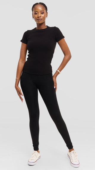 Safari by Vivo Crew Neck Tee in Rib - Black