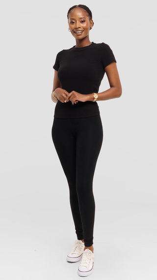 Safari by Vivo Crew Neck Tee in Rib - Black