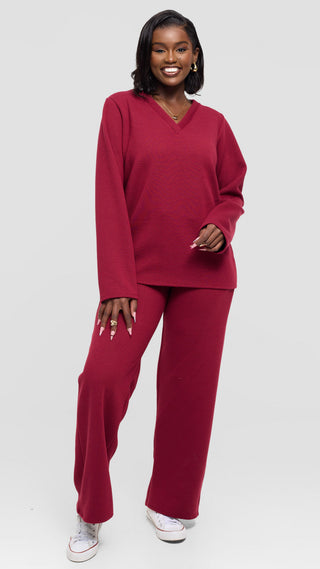 Shiv Shikie X Safari Drawstring Pants in Rib - Mulberry