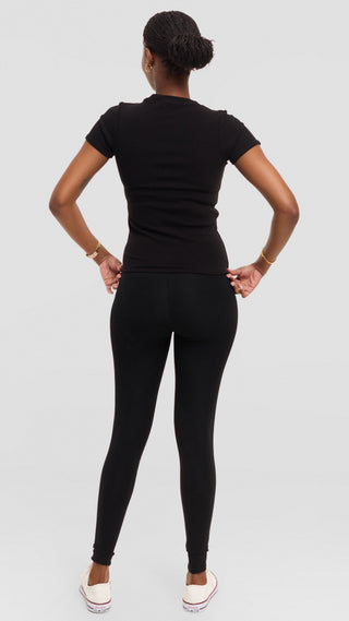 Safari by Vivo Crew Neck Tee in Rib - Black
