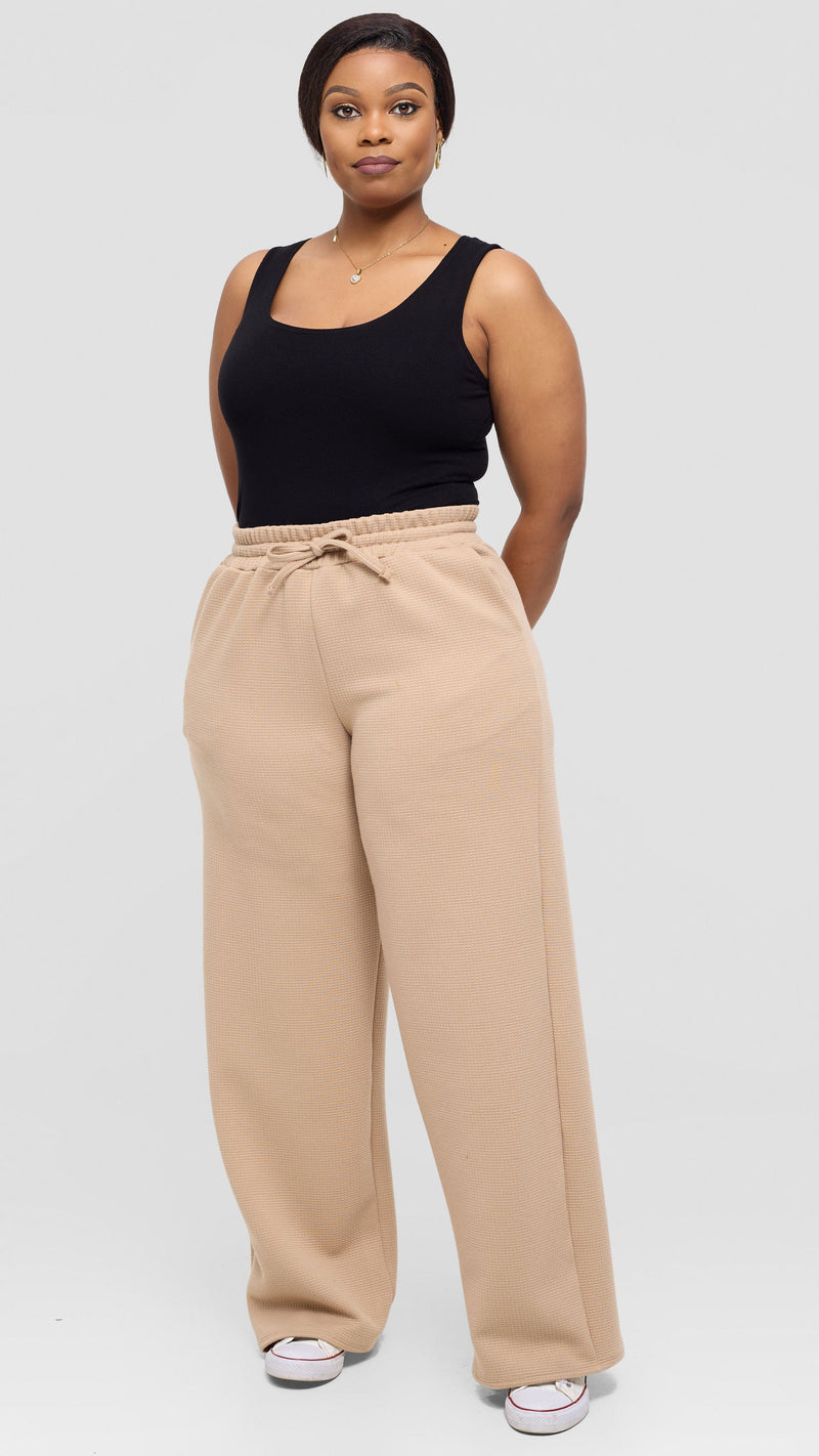 Shiv Shikie X Safari Drawstring Pants in Rib - Light Taupe