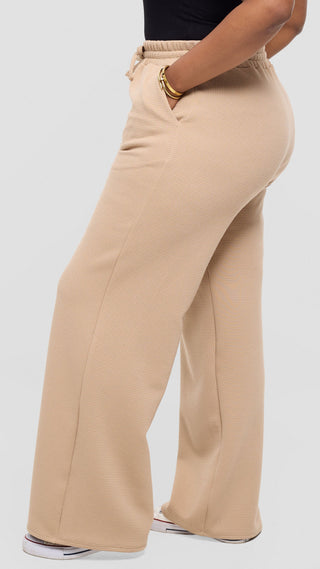 Shiv Shikie X Safari Drawstring Pants in Rib - Light Taupe