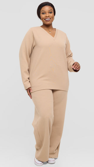 Shiv Shikie X Safari Drawstring Pants in Rib - Light Taupe