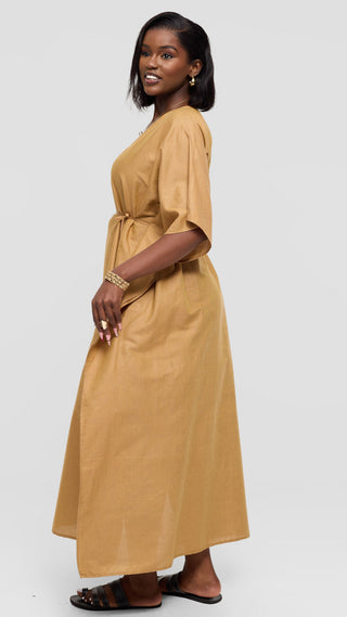 Safari by Vivo Wide Kaftan in Cotton - Gold