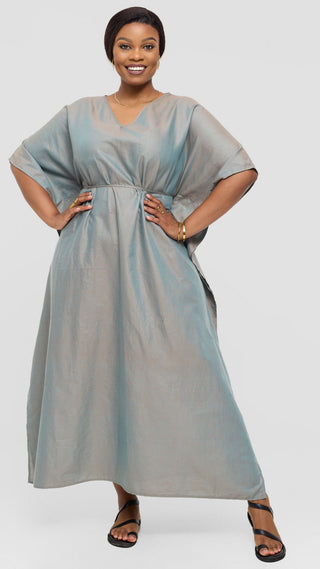 Safari by Vivo Wide Kaftan in Cotton - Turquoise Blue