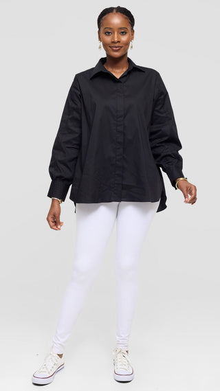 Safari by Vivo Pintuck Shirt in Cotton - Black