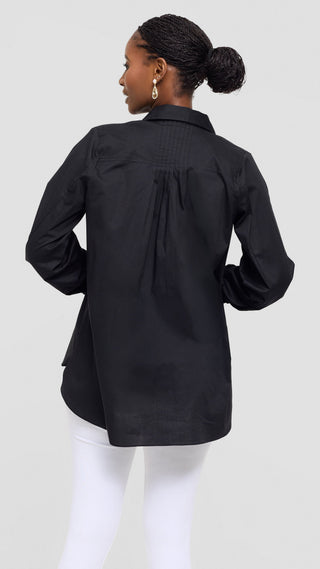 Safari by Vivo Pintuck Shirt in Cotton - Black