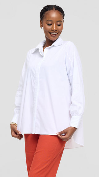 Safari by Vivo Pintuck Shirt in Cotton - White