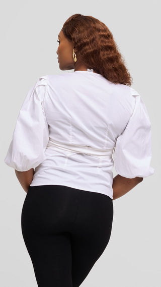 Safari Naledi Wrap Top in Cotton - White