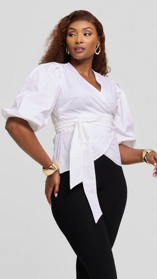 Safari Naledi Wrap Top in Cotton - White