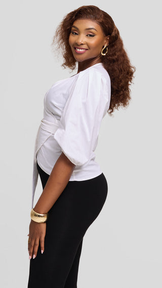 Safari Naledi Wrap Top in Cotton - White