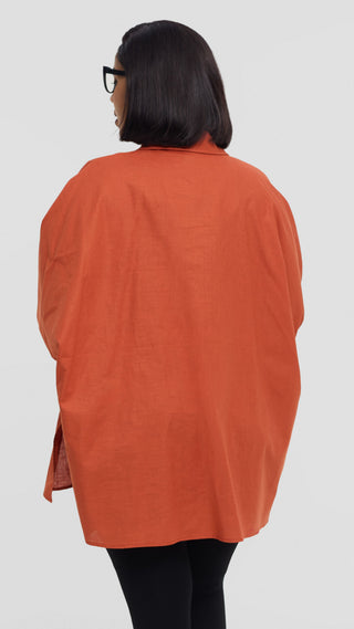 Safari by Vivo Zehra Extra Wide Shirt in Linen - Rust