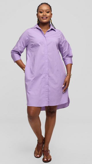 Safari by Vivo Pintuck Shirt Dress in Cotton - Lilac