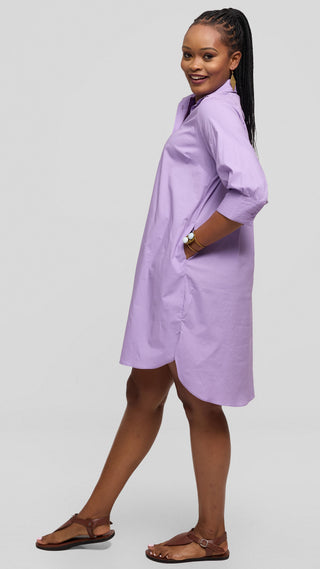 Safari by Vivo Pintuck Shirt Dress in Cotton - Lilac