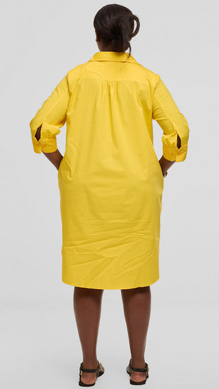 Safari by Vivo Pintuck Shirt Dress in Cotton - Yellow