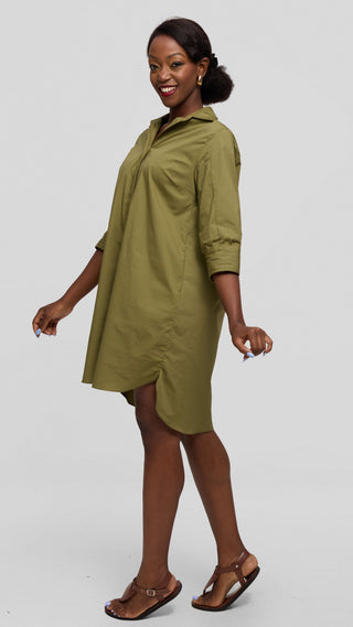 Safari by Vivo Pintuck Shirt Dress in Cotton - Hunters
