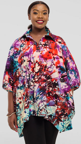 Safari by Vivo Tafari Highlow Top in Kitenge - Mari Print