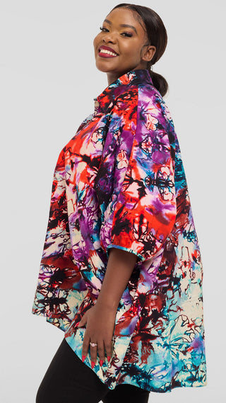 Safari by Vivo Tafari Highlow Top in Kitenge - Mari Print