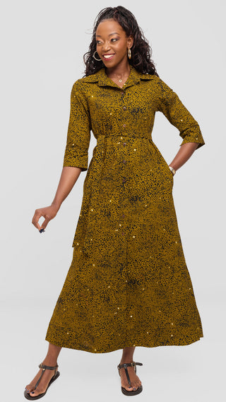 Safari by Vivo Zehra 3/4 Sleeve Maxi Dress in Kitenge - Muru Print