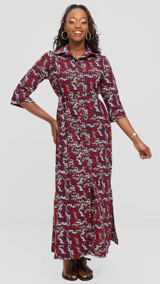 Safari by Vivo Zehra 3/4 Sleeve Maxi Dress in Kitenge - Vana Print