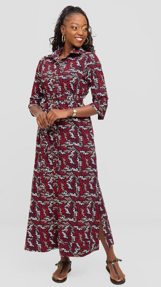 Safari by Vivo Zehra 3/4 Sleeve Maxi Dress in Kitenge - Vana Print