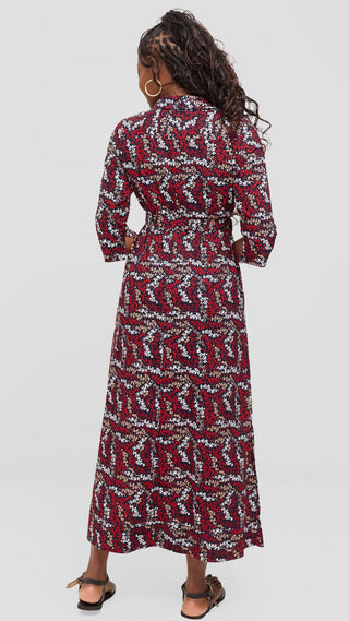 Safari by Vivo Zehra 3/4 Sleeve Maxi Dress in Kitenge - Vana Print