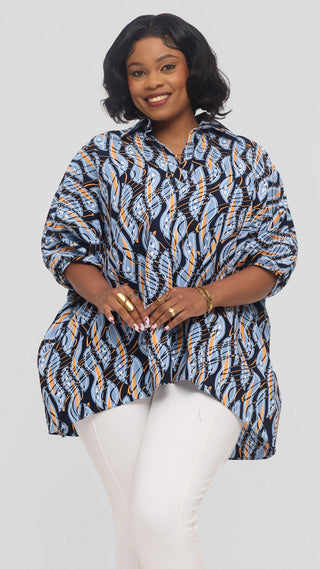 Safari by Vivo Tafari High Low Top in Kitenge - Ngazi Print