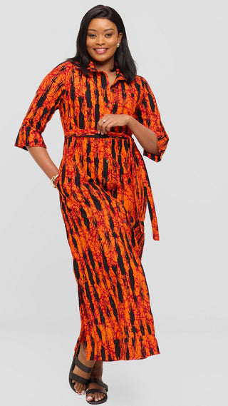 Safari by Vivo Zehra 3/4 Sleeve Maxi Dress in Kitenge - Zeki Print