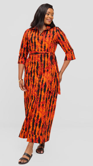 Safari by Vivo Zehra 3/4 Sleeve Maxi Dress in Kitenge - Zeki Print