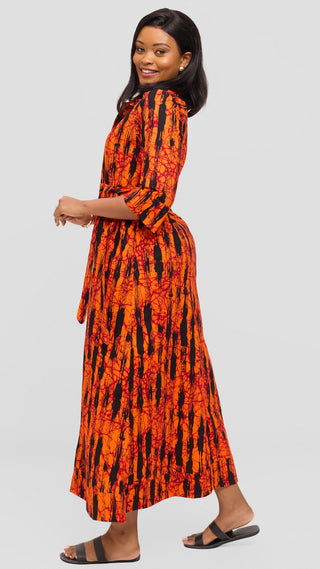Safari by Vivo Zehra 3/4 Sleeve Maxi Dress in Kitenge - Zeki Print