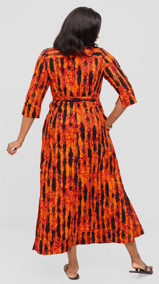 Safari by Vivo Zehra 3/4 Sleeve Maxi Dress in Kitenge - Zeki Print