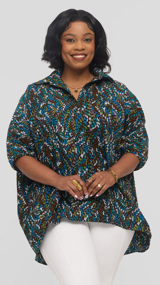 Safari by Vivo Tafari High Low Top in Kitenge - Hakika Print