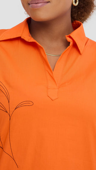 Safari Mansi Wide Hem Embroidered Tent Dress -  Orange