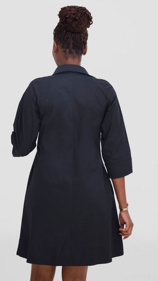 Safari Mansi Wide Hem Embroidered Tent Dress -  Black