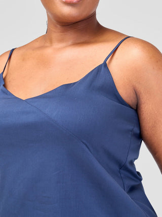 Safari Lira Panelled Camisole Top - Navy Blue - Shopzetu