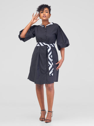 Safari Mali Bishop Sleeve Tent Dress - Black - Shopzetu