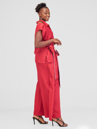 Safari by Vivo Haya Drop Shoulder Side Tie Top - Red Koi Print