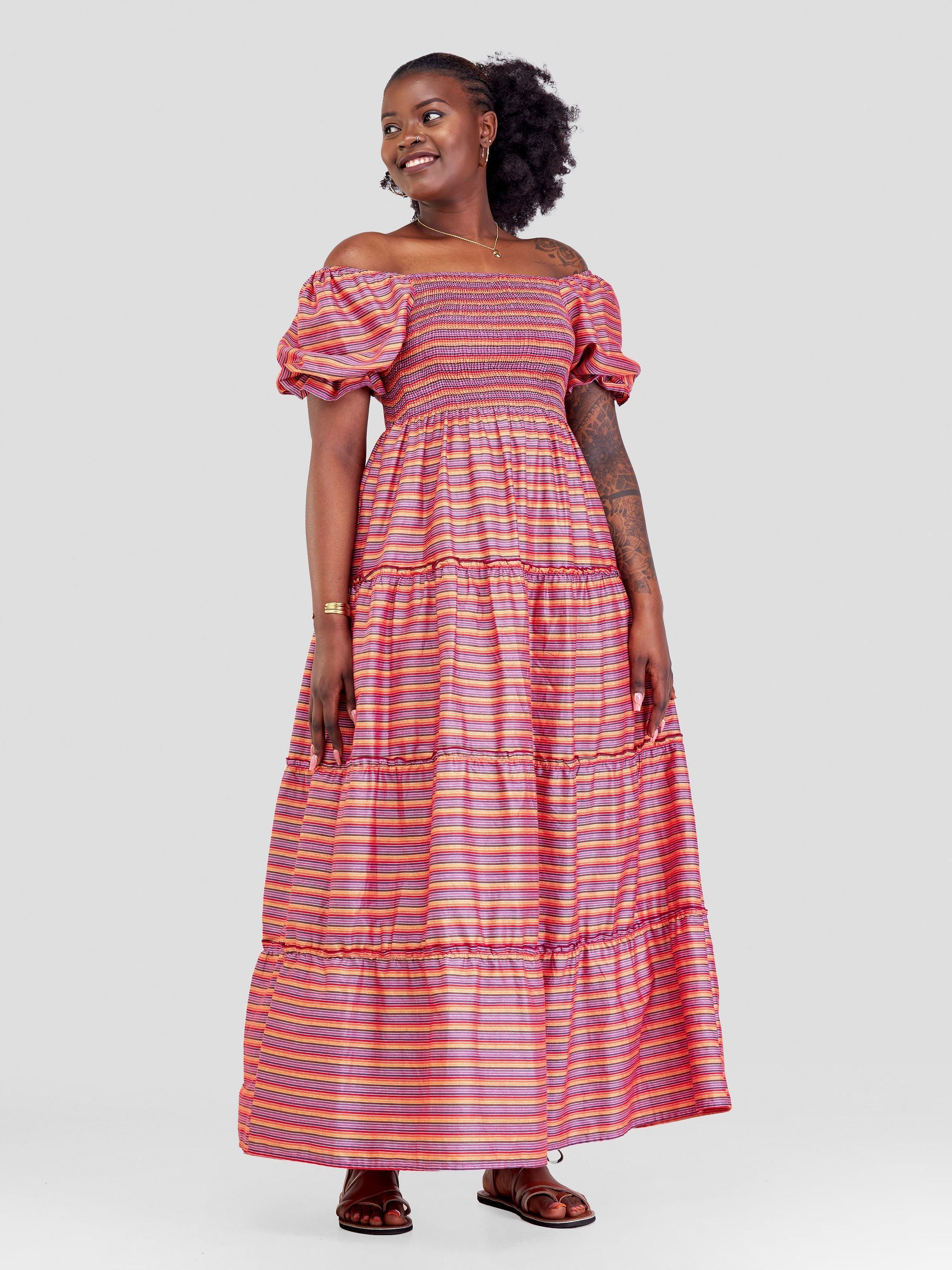 Safari Kikoy Shirred Top Maxi Dress