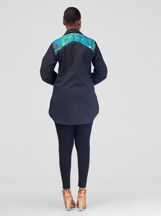 Safari Lira Criss - Cross Yoke Shirt - Black - Shopzetu
