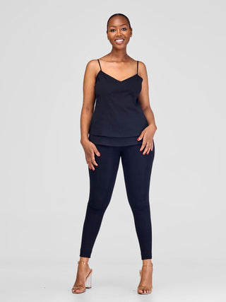 Safari Lira Panelled Camisole Top - Black - Shopzetu