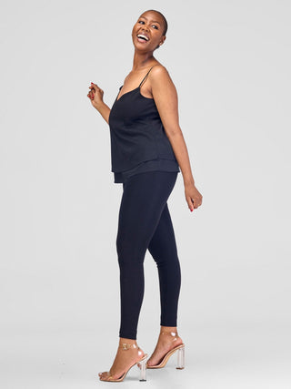 Safari Lira Panelled Camisole Top - Black - Shopzetu