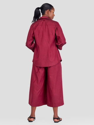 Safari Kikoy Cullotes - Dark Maroon - Shopzetu