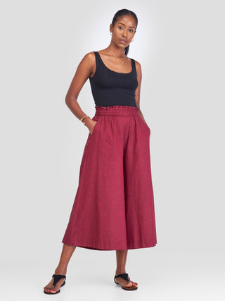 Safari Kikoy Cullotes - Dark Maroon - Shopzetu