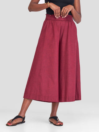 Safari Kikoy Cullotes - Dark Maroon - Shopzetu