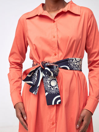 Safari Basic Shirt Tent Dress - Coral - Shopzetu